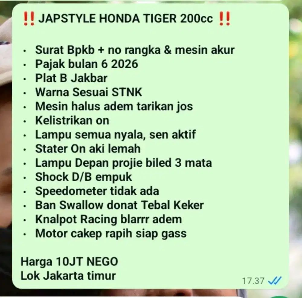 JUAL CEPAT TIGER 200CC JAPSTYLE