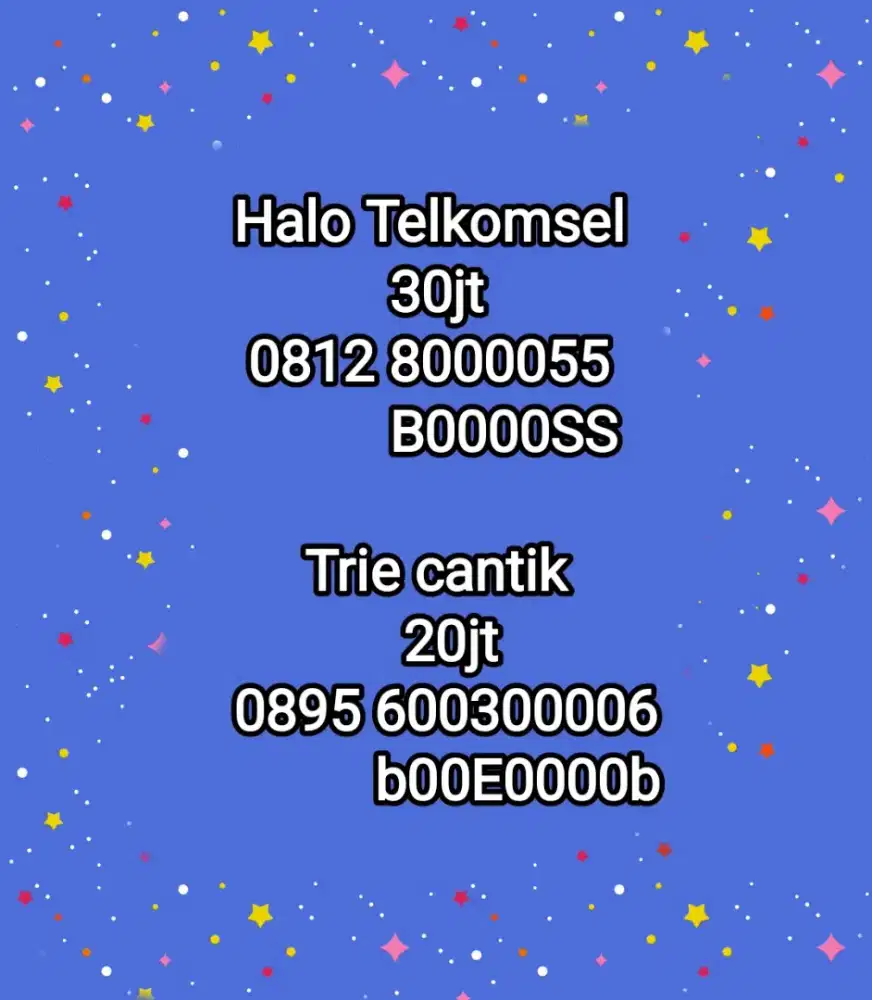 Nomer cantik trei dan telkomsel