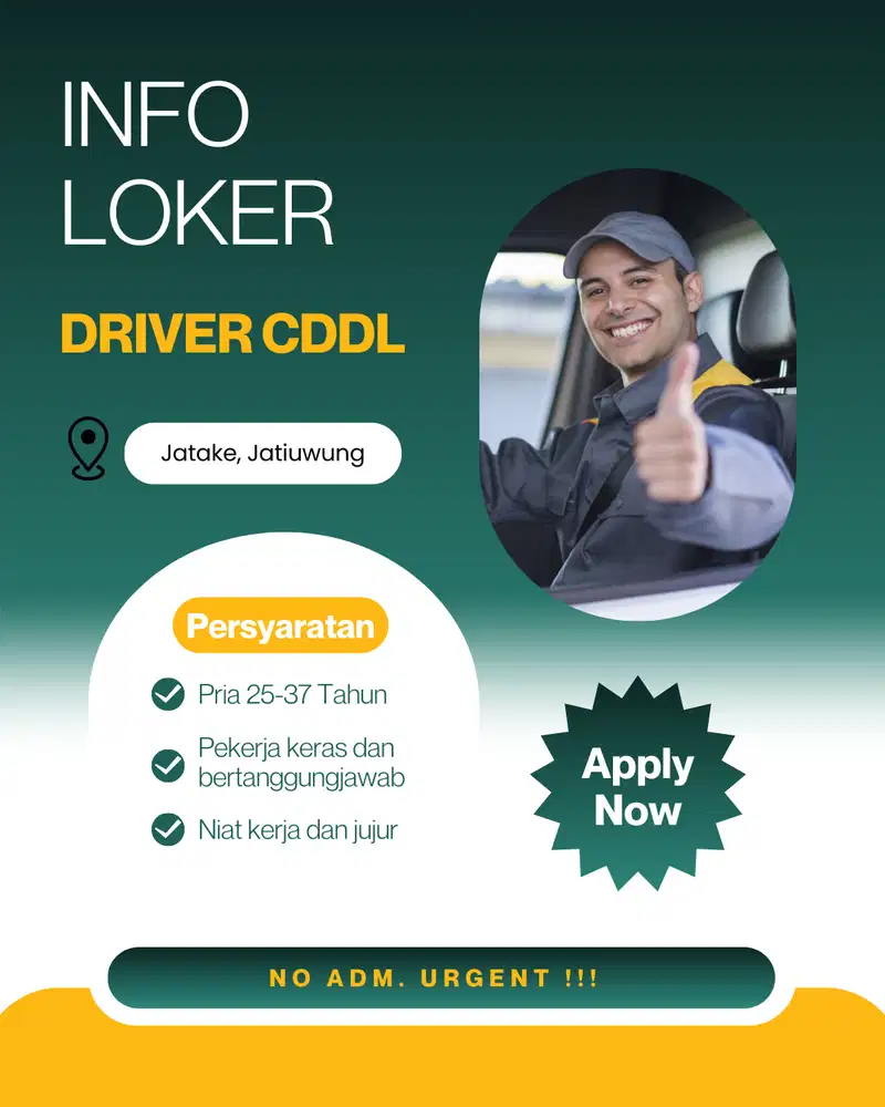 URGENT BUTUH DRIVER CDD LONG AREA JATAKE JATIUWUNG