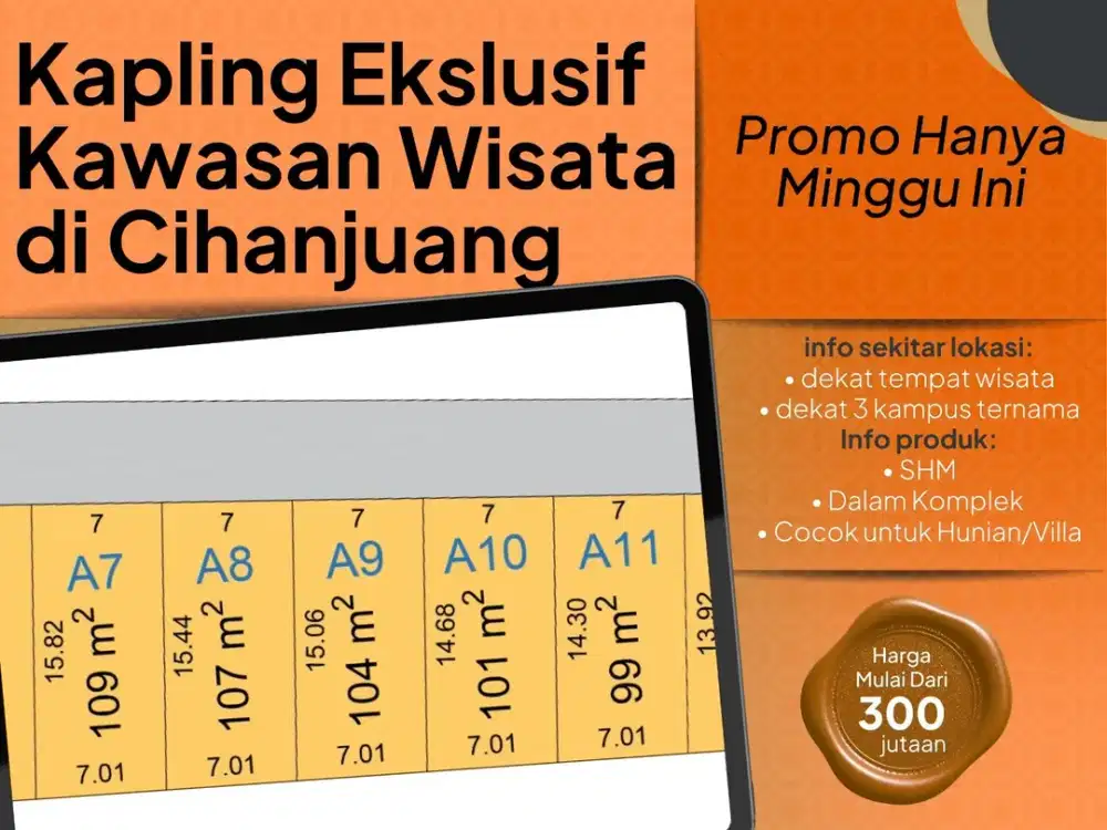 Dijual Tanah Kapling Cihanjuang 2 Menit ke Universitas Advent