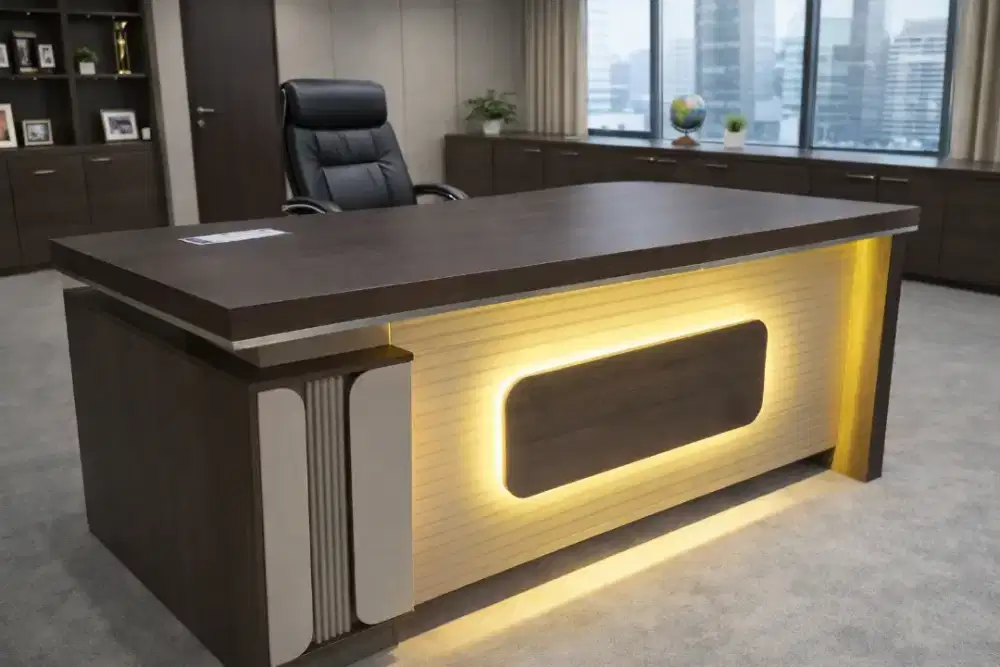Meja Direktur Letter L Berlampu
