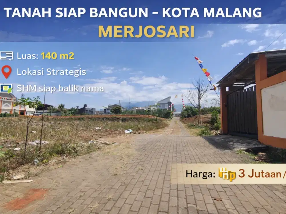 DIJUAL TANAH SIAP BANGUN DI MERJOSARI – LOKASI STRATEGIS