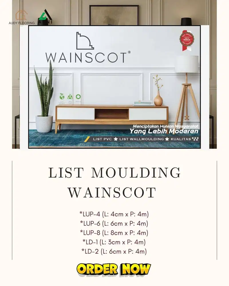 Wall Moulding Wainscot List Dinding Panel | Moulding Anti Rayap dan An