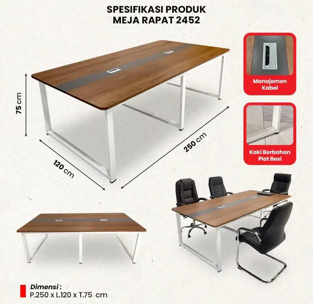 Meja meeting kantor kaki besi