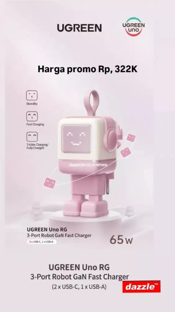 Tc ugreen nekode gan 65watt robot purple