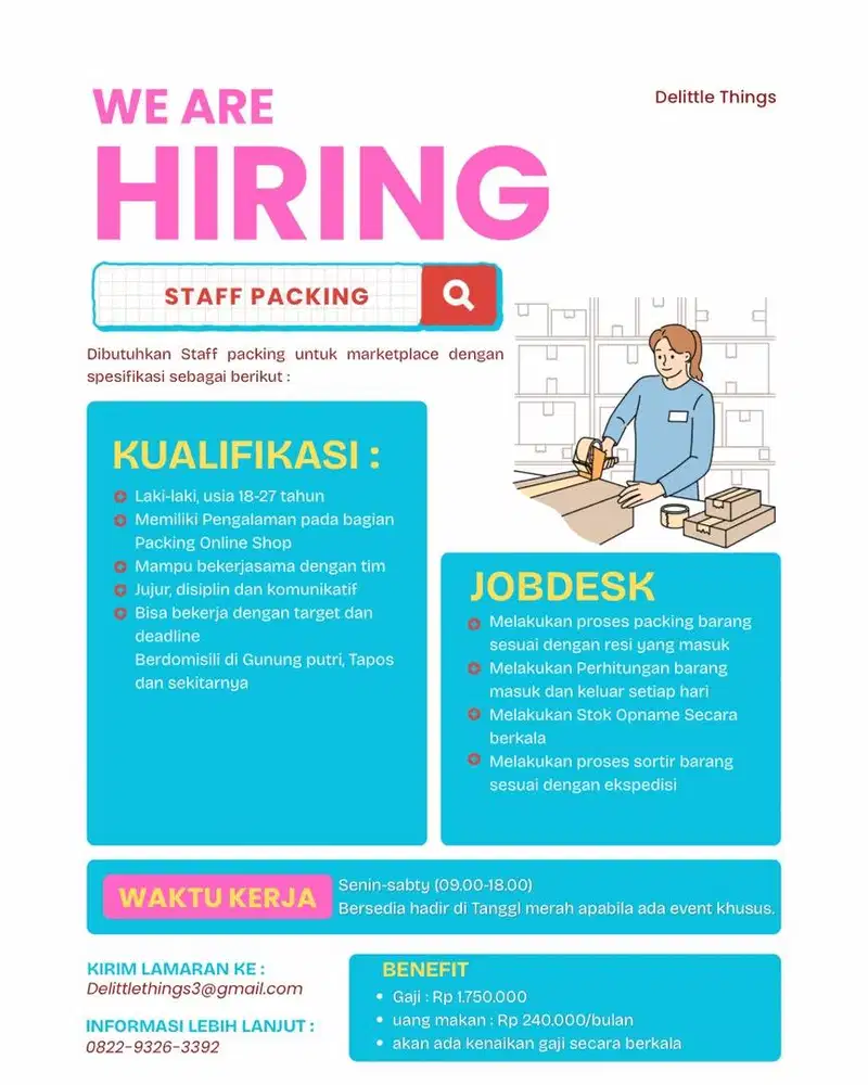 Lowongan pekerjaan staff packing online shop