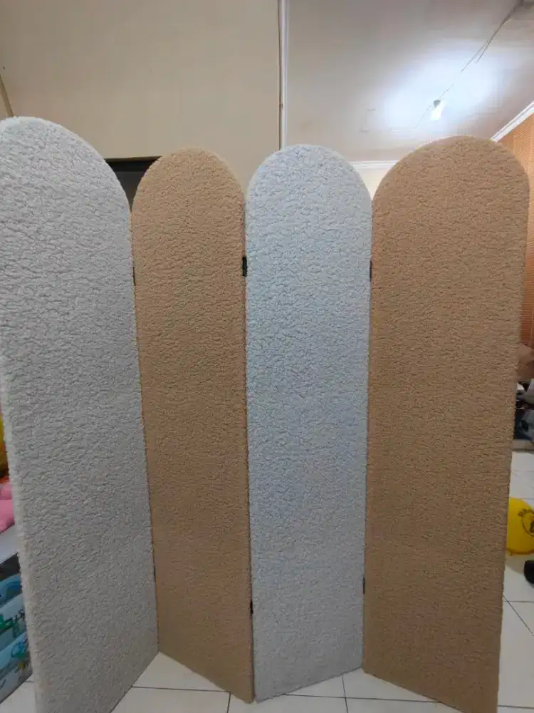 Informa Partisi 4 Panel - Cokelat/Krem Room Divider Pembatas Ruangan