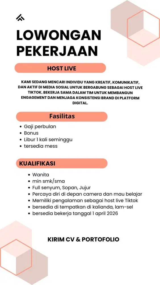 Lowongan kerja host live