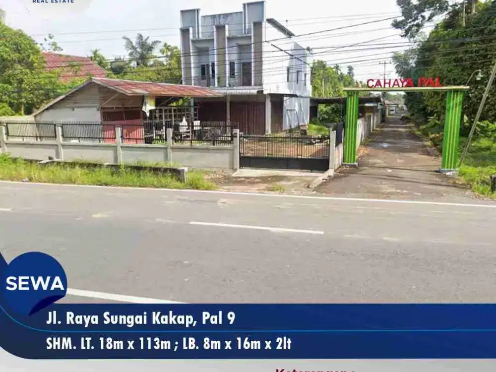 Sewa Ruko + Tanah Lokasi Pall 9