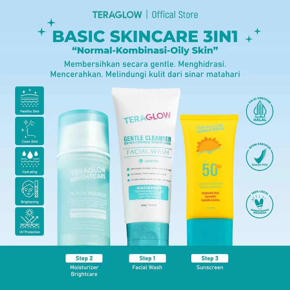 TERAGLOW Paket 3in1 Bright basic skincare jumbo brightening moisturize