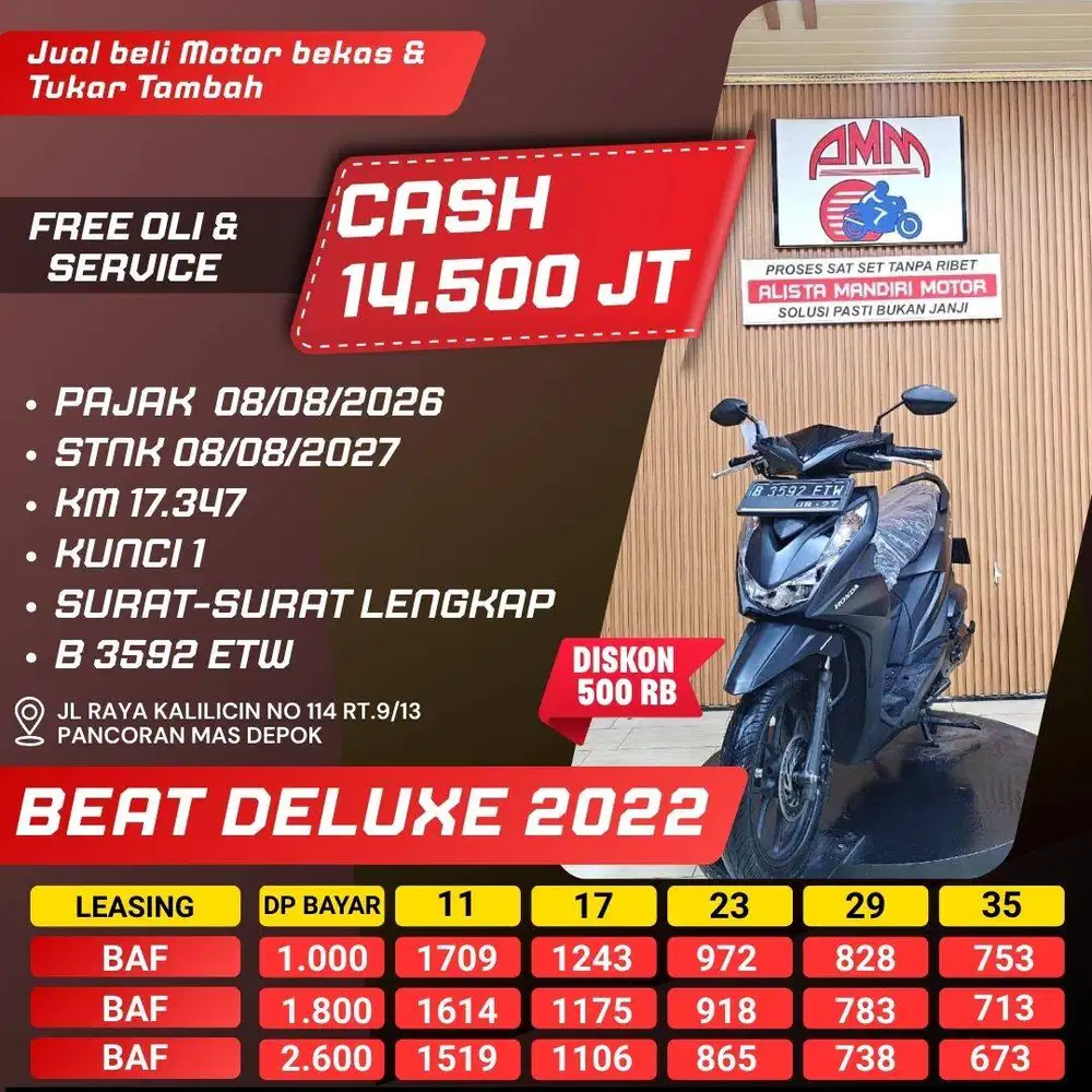 KREDIT DP 1 JT BEAT DELUXE 2022 BISA CASH/TRADE IN/PAKAI CC/PAYLATER
