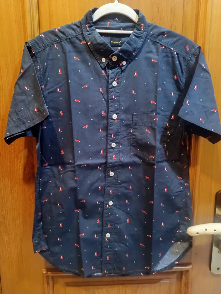 Kemeja Lengan Pendek Pria Hitam Tira Jeans Dotted Fox Original Murah!