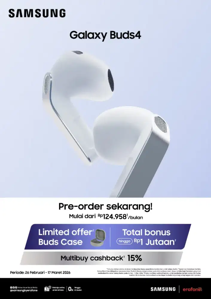 Disc 26% Samsung Galaxy Buds 4 TWS Earphone Wireless | bisa cicilan