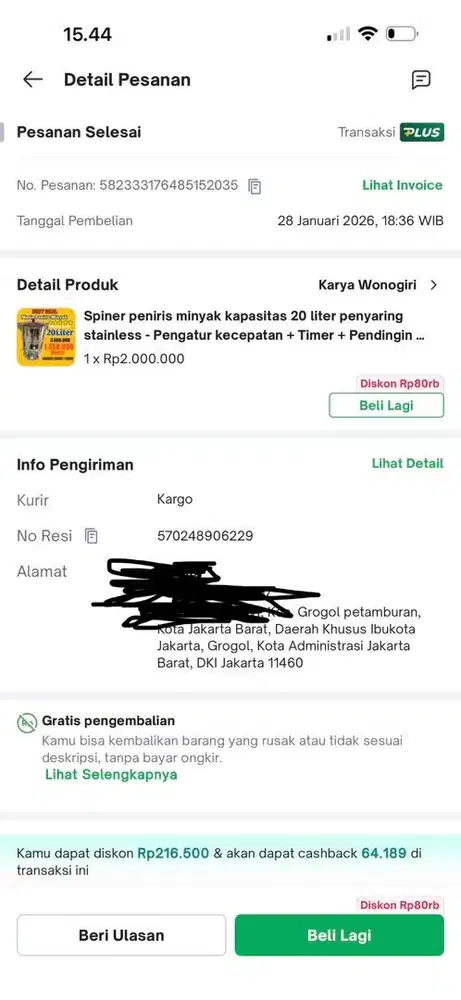 Spinner Peniris Minyak 20 Liter