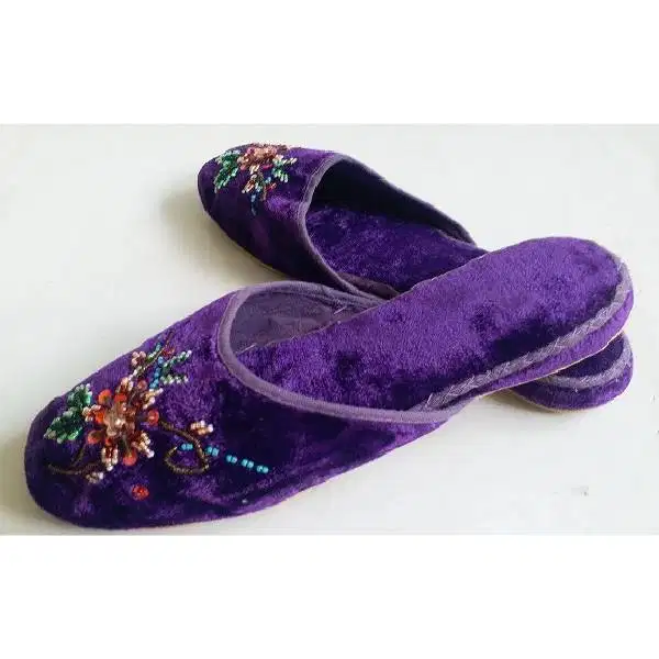 Vintage antik Oriental sandal Encim Cina peranakan ungu terong merona