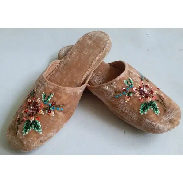 2 pasang Vintage antik Oriental sandal Encim Cina peranakan merah mero