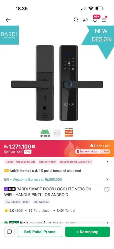 Bardi Smart Door Lock IOS Android