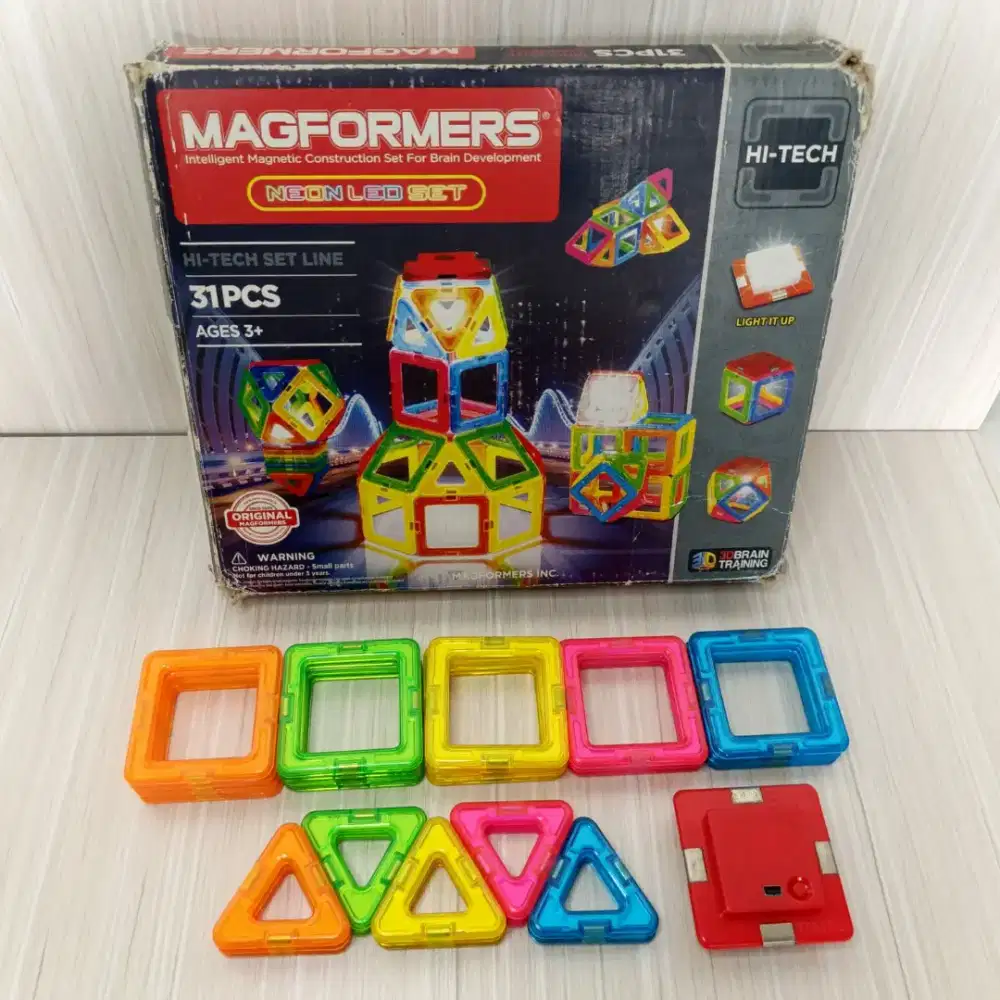 MAGFORMERS NEON LED SET 31 PCS MAGNET MAINAN ANAK