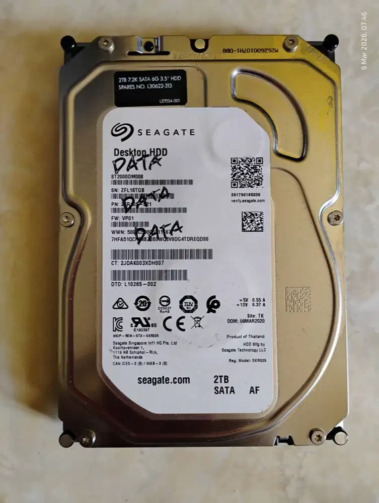 Seagate Desktop HDD 3.5 2TB 7200Rpm SATA Sentinel 100% POT 57Hari