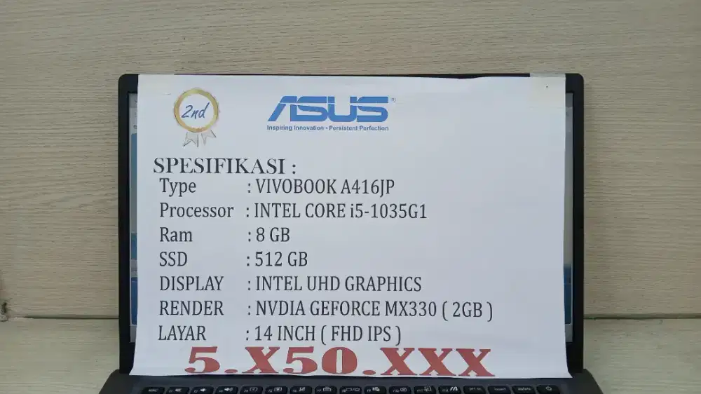 [LEBARAN SALE] ASUS VIVOBOOK INTEL CORE i5-1035G1 NVDIA MX330 8/512