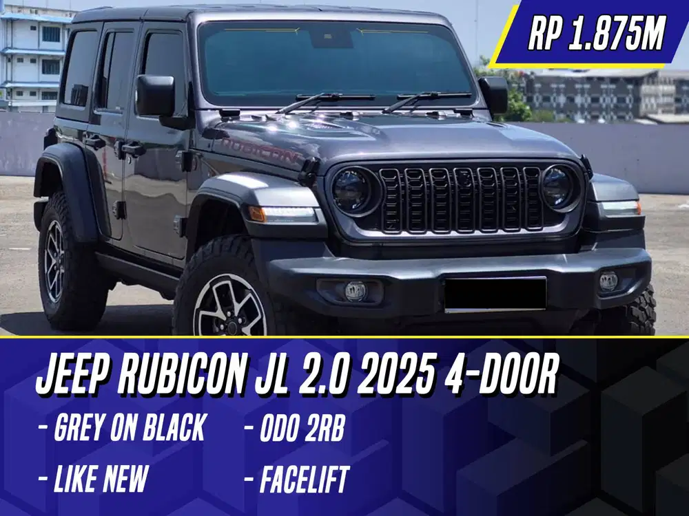 Jeep Rubicon JL 2.0 2025 NIK 2024 Facelift 4 Door Grey on Black Abu