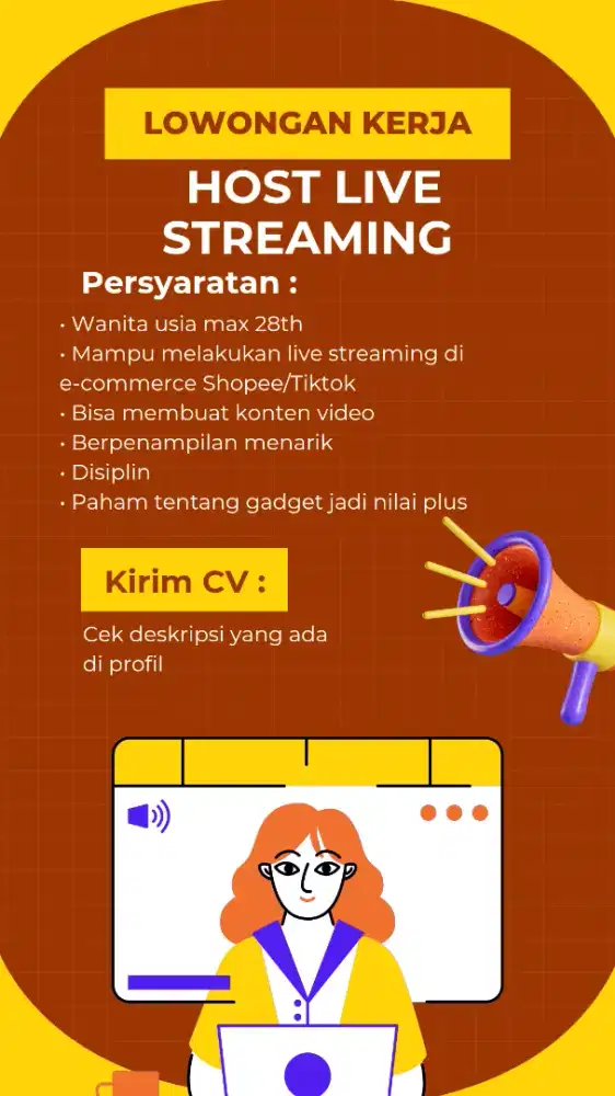 DICARI HOST LIVE STREAMING WANITA