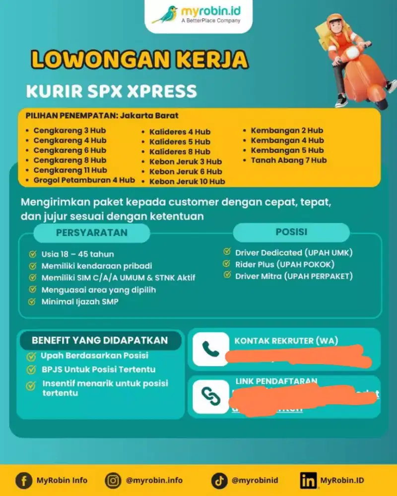 NEED URGENT
KURIR SPX EXPRESS 
(DAFTAR LANGSUNG KERJA)