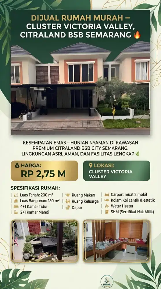 RUMAH DIJUAL VICTORIA VALLEY CITRALAND BSB SEMARANG