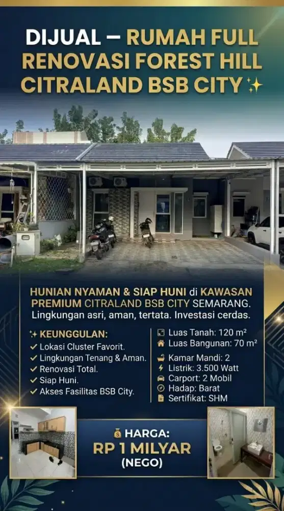 RUMAH DIJUAL KAWASAN CITRALAND FORESH HILL CITRALAND BSB SEMARANG