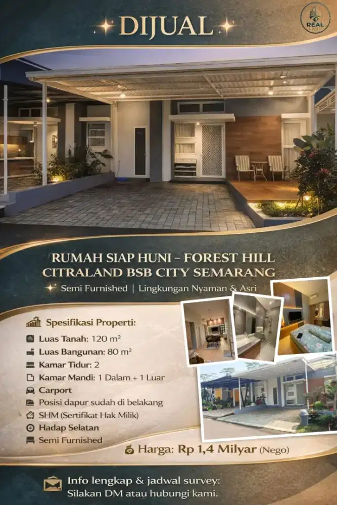 RUMAH DIJUAL SIAP HUNI DI FOREST HILL CITRALAND BSB SEMARANG