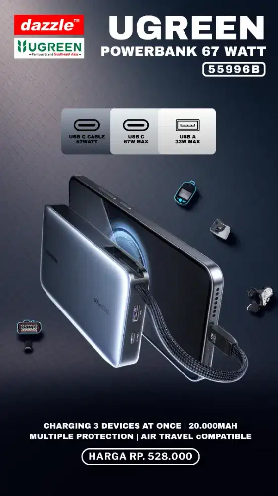 UGREEN POWERBANK 20.000MAH 67W (55996B)