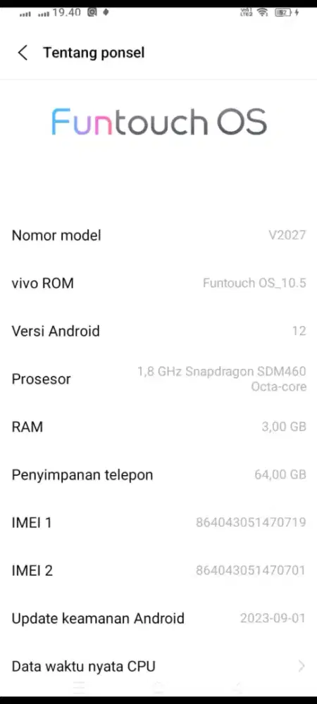 Hp VIVO Y20 RAM 3 HP SAJA