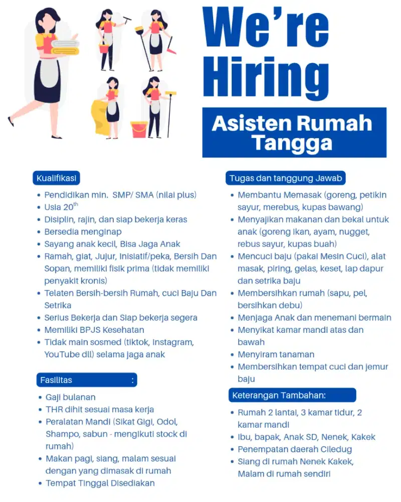 ART, Pengasuh, Single, Belum Punya Anak, Jujur, Niat Kerja
