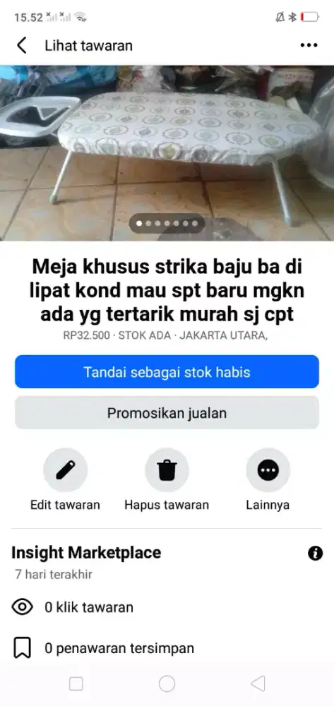 Meja lipat khusus strika baju kond spt baru hrg murah sj cpt dpt yah