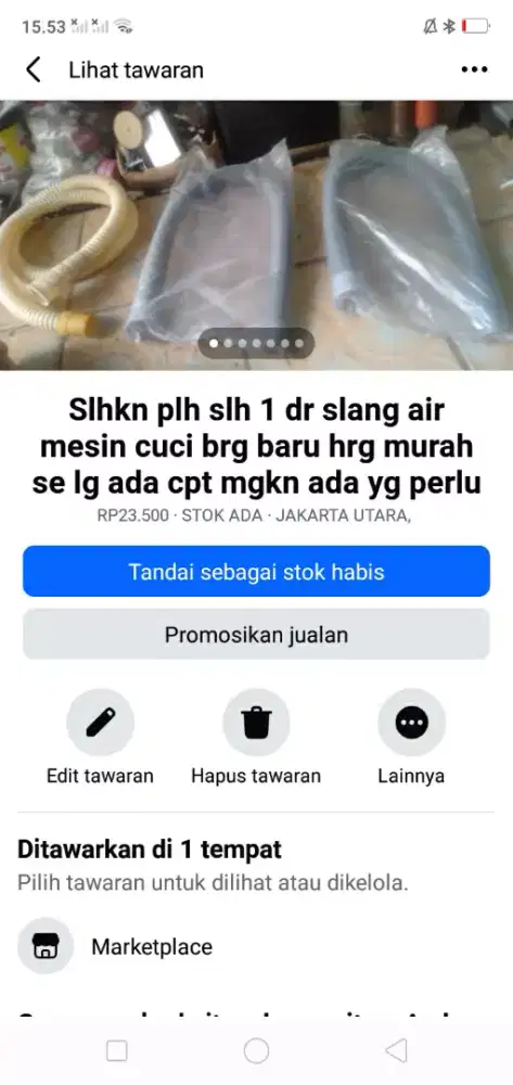 Slhkn plh slh 1 dr slang air khusus mesin cuci brg baru hrg murah sj