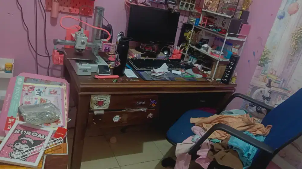 Meja kerja/meja belajar/meja komputer kayu asli jumbo