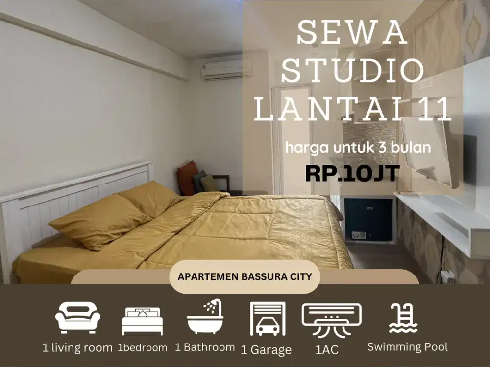 sewa studio full furnish lantai 11 apartemen bassura city