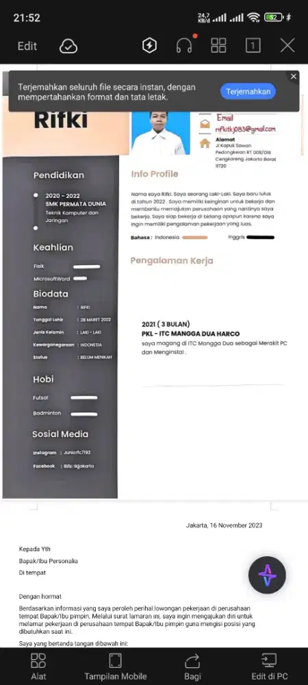 INFO LOWONGAN NYA BOS