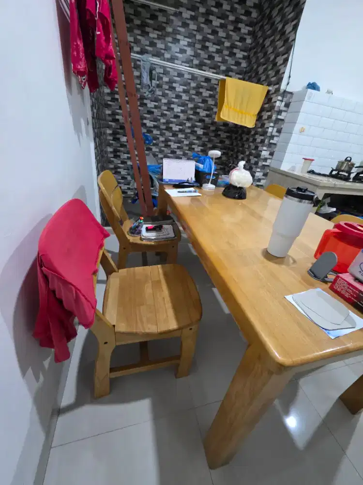 Meja makan komplit set 4 kayu jati asli