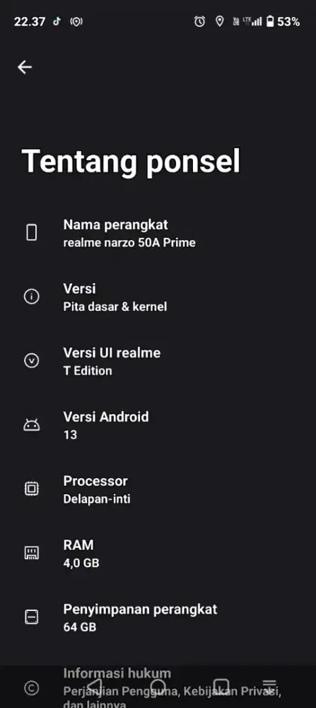 Relame Narzo 50A Prime 4/64 Kumplit Segel