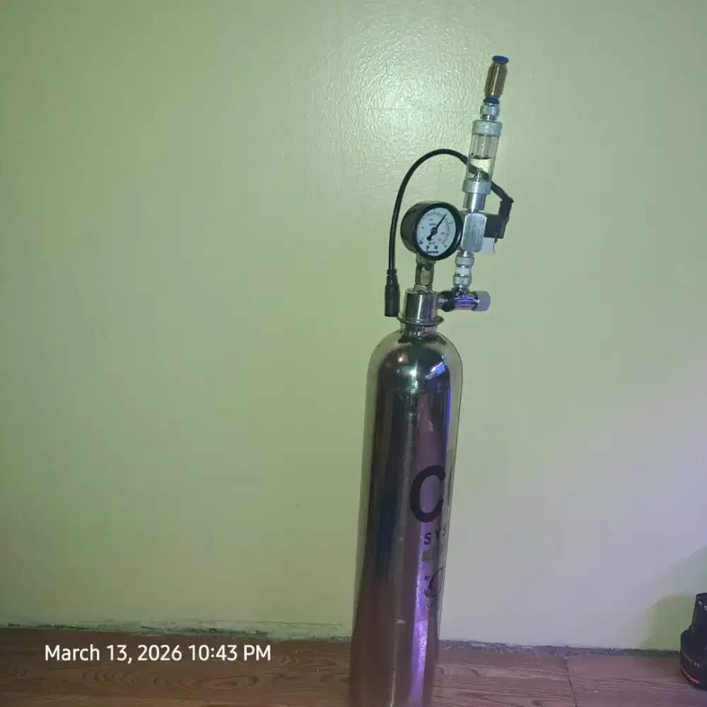 Tabung Co2 Stainless steel 304, solenoid valve, bubble counter, kran