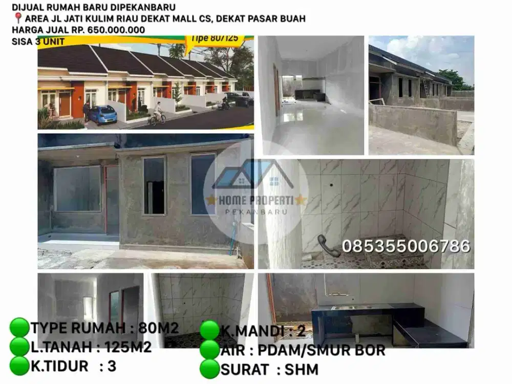 dijual rumah baru jl.jati kulim riau dekat mall cs