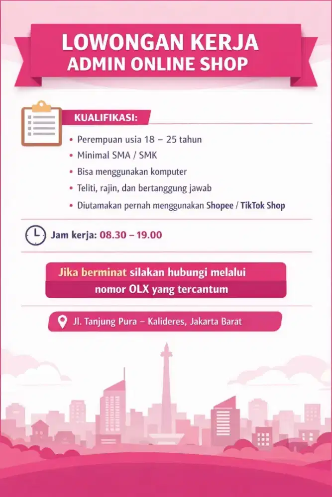 Dibutuhkan segera Admin online shop fashion