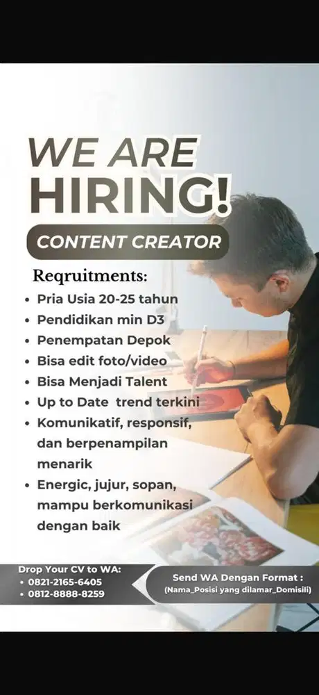Dicari content creator instagram tiktok