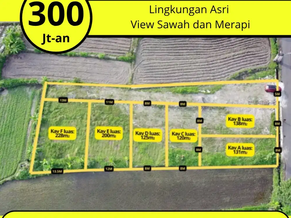 Tanah Murah Jogja Jalan Kaliurang Dekat Kampus UII View Sawah , SHM READY