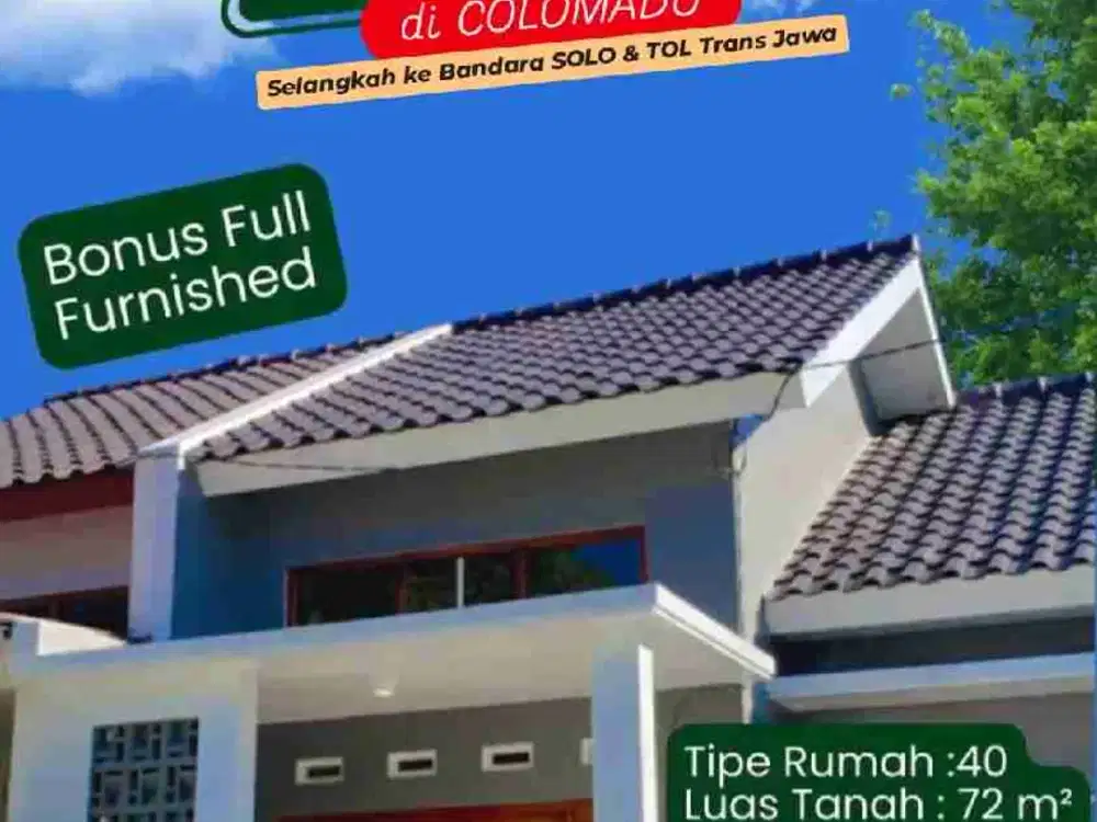 JUAL RUMAH BARU Cluster 300 Juta'an di COLOMADU