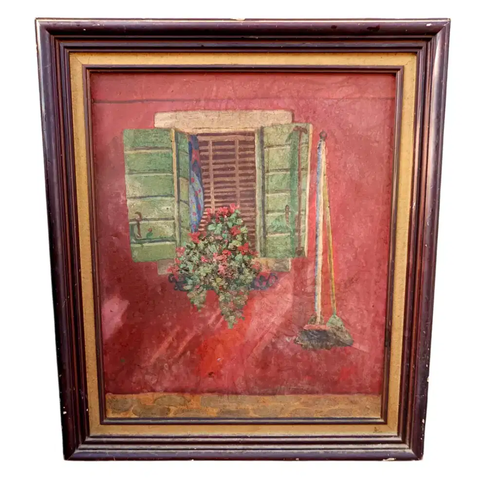 Lukisan kanvas antik 65x72cm