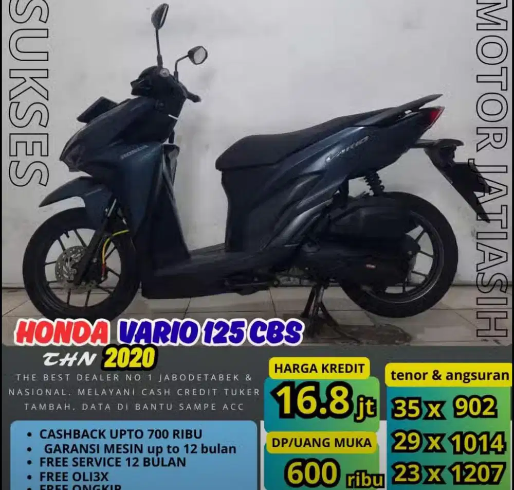 PROMO(SUKSESMOTOR )ANGSURAN TERMURAH PASTI ACC HONDA VARIO 125CBS 2020