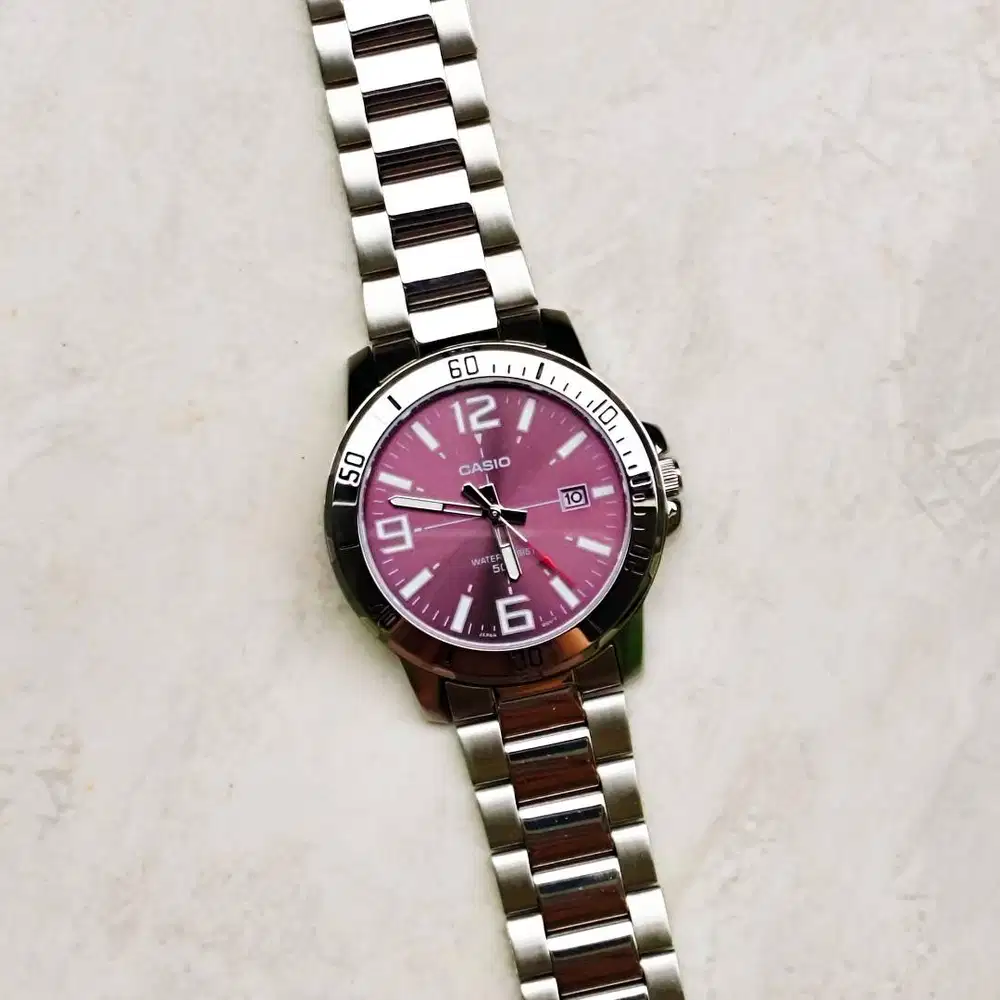 Jam Tangan Field Style Casio Classic Date Ungu Lilac Purple Dial VD01D