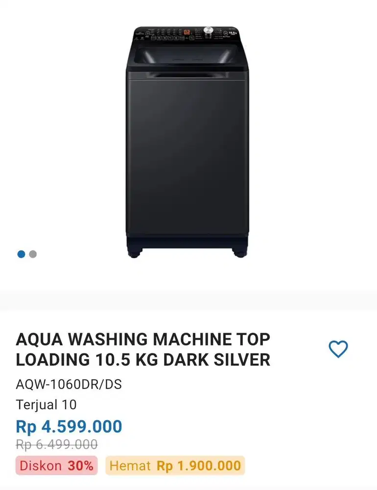 Mesin cuci aqua 10,5kg